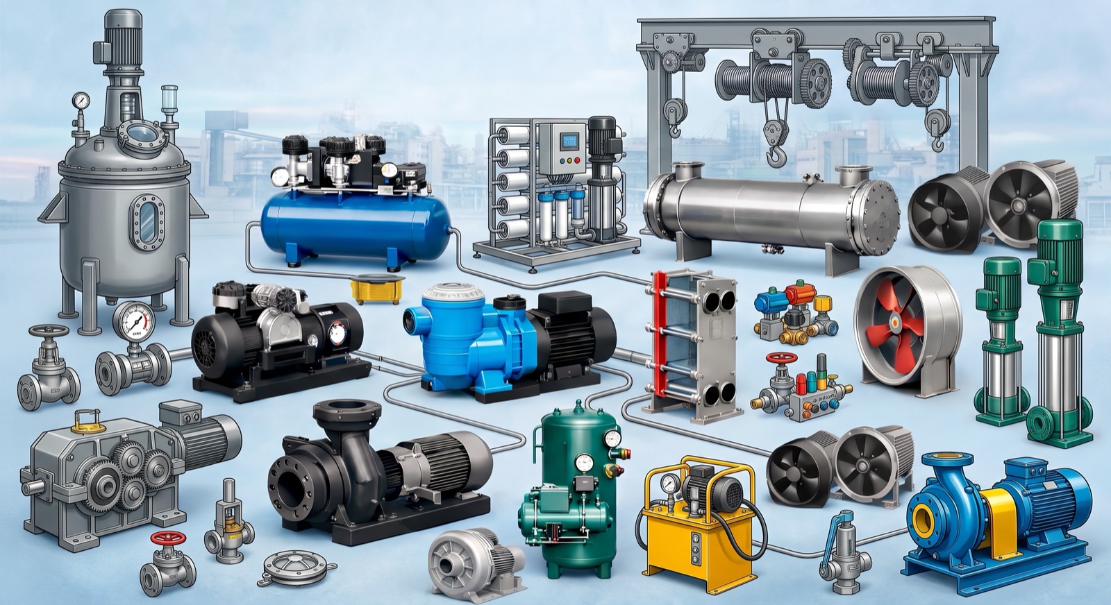 Range of pumps, fans, compressors, motors and rigging equipment supplied by Westin Electro-Mechanical