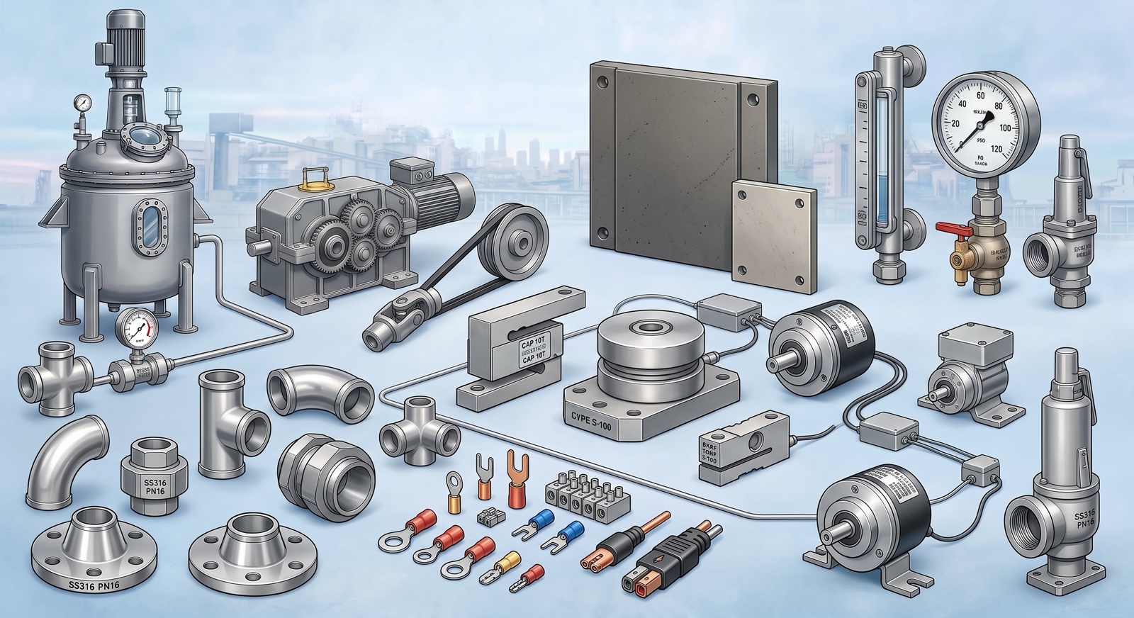 Range of contact terminals, wear-resistant liners, transmission parts, SS fittings and other specialized industrial supplies supplied by Westin Electro-Mechanical